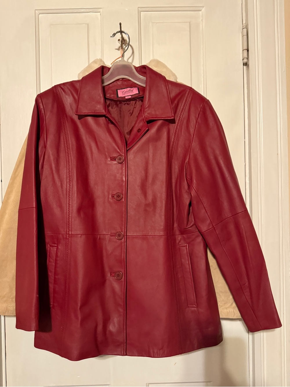 Women's Red Leather Jacket vintage hip length women’s size large